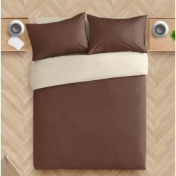 1.5 спальное однотонное постельное белье поплин коричневое