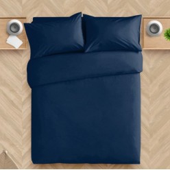 2 спальное однотонное постельное белье поплин синее