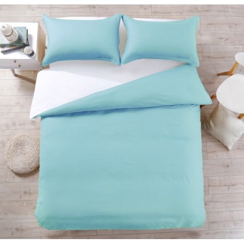 1.5 спальное однотонное постельное белье поплин голубой