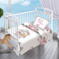 Детский комплект постельного белья для новорожденных Зайка-Балерина поплин белый с зайчиком