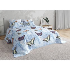 Детское постельное белье бязь голубое с бабочками