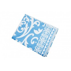 Одеяло хлопковое голубое с орнаментом 170x205