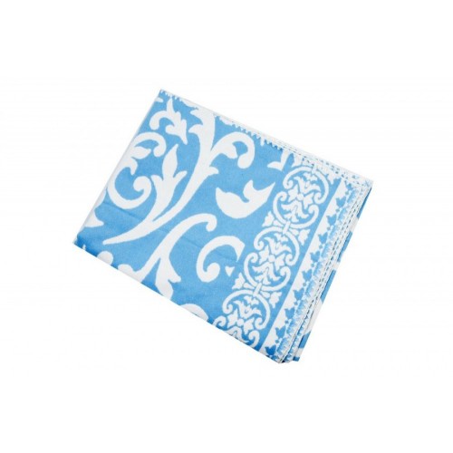 Одеяло хлопковое голубое с орнаментом 170x205