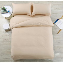 1.5 спальное однотонное постельное белье поплин бежевый