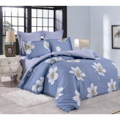 1.5 спальный комплект постельного белья сатин двусторонний голубой