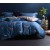 2 спальное шелковистое постельное белье двустороннее из премиум сатина синее с бабочками