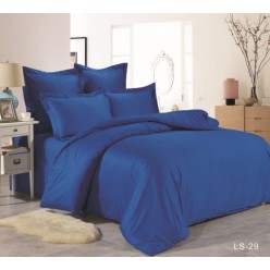 1.5 спальное постельное белье однотонное из сатина синее