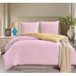 1.5 спальное постельное белье сатин двустороннее розовое с бежевым