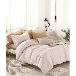 Семейное постельное белье сатин двустороннее розовое в точку