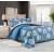 1.5 спальный комплект постельного белья сатин двусторонний синий с крупными цветами
