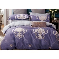 1.5 спальное постельное белье сатин двустороннее фиолетовое с орнаментом