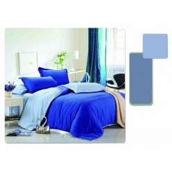 1.5 спальное постельное белье однотонное двустороннее синее