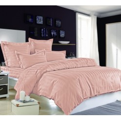1.5 спальное сатиновое постельное белье однотонное розовое
