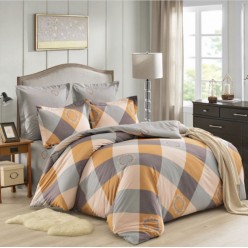 1.5 спальное постельное белье сатин двустороннее коричневое с орнаментом
