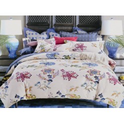 2 спальное постельное белье двустороннее белое с цветочками