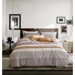 1.5 спальный комплект постельного белья сатин бежевый в широкую полоску