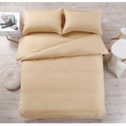 2 спальное однотонное постельное белье поплин бежевый