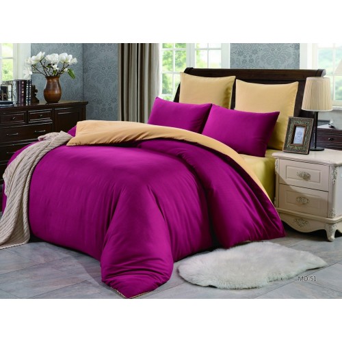 1.5 спальное постельное белье однотонное двустороннее ярко розовое