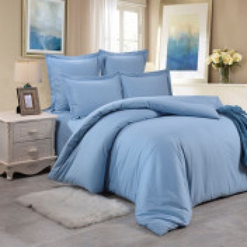 1.5 спальный однотонный комплект постельного белья светло-голубой