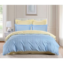 1.5 спальное двустороннее постельное белье страйп сатин синее в полоску