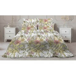 1.5 спальное постельное белье поплин белое с цветами