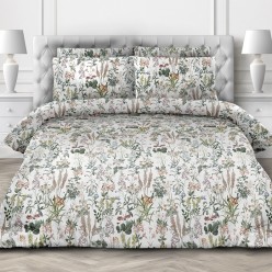 1.5 спальное постельное белье поплин белое с полевыми цветами