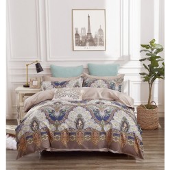 1.5 спальное постельное белье из сатина бежевое с восточным орнаментом