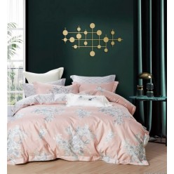 2 спальное постельное белье премиум сатин двустороннее розовое с цветами