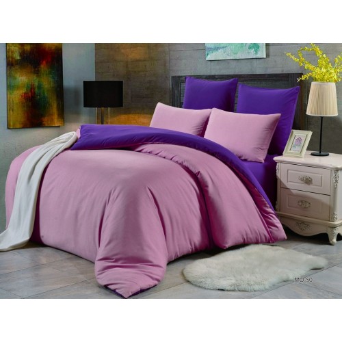 1.5 спальное постельное белье однотонное двустороннее дымчато розовое