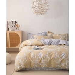 Семейное постельное белье сатин двустороннее песочное с орнаментом