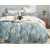 1.5 спальное постельное белье двустороннее сатин дымчато голубое с цветами
