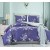 1.5 спальное постельное белье сатин двустороннее фиолетовое с листьями