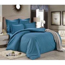 1.5 спальное постельное белье однотонное сатин дымчато синее