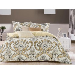 Семейное постельное белье кремовое с орнаментом бежевого цвета