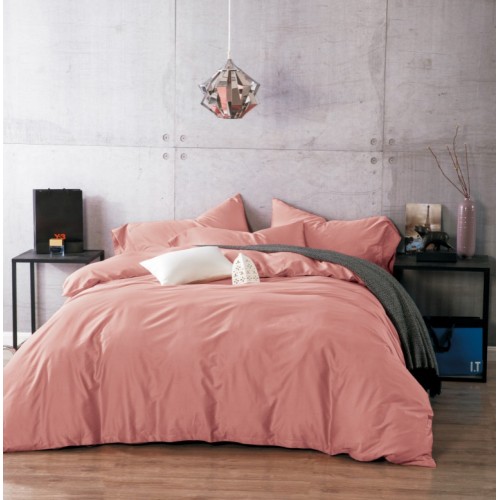 1.5 спальное постельное белье однотонное из сатина дымчато розовое