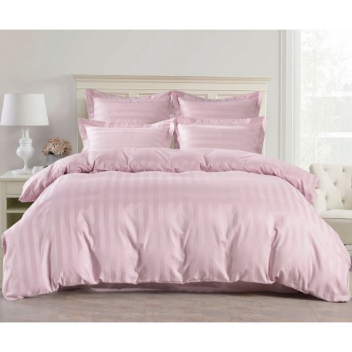 1.5 спальное постельное белье страйп сатин розовое в полоску