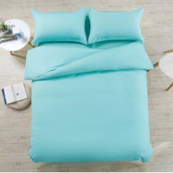 2 спальное однотонное постельное белье поплин голубой