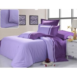Семейное постельное белье однотонное сиреневое с фиолетовым