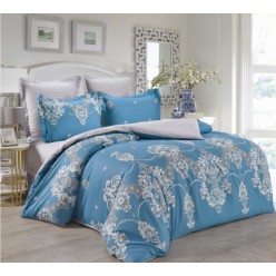 1.5 спальное постельное белье сатин синее с восточным орнаментом