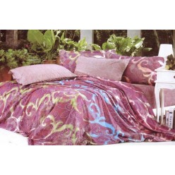 1.5 спальный комплект постельного белья сатин двусторонний розовый  