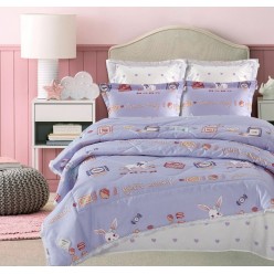 1.5 спальное постельное белье Алиса в стране чудес лиловый сатин делюкс двустороннее с одеялом