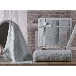 Комплект махровых полотенец из хлопка в подарок ESRA кремовый