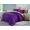 Семейное постельное белье однотонное фиолетовое с бежевым отворотом