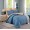 Семейный однотонный комплект постельного белья сатин двусторонний синий с бежевым