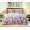 Семейный комплект постельного белья сатин белый с яркими перьями