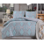 Семейное постельное белье сатин двустороннее голубое с орнаментом