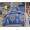 Семейное постельное белье сатин двустороннее синее с восточным орнаментом