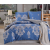 Семейное постельное белье сатин двустороннее синее с восточным орнаментом