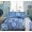 Семейное постельное белье сатин двустороннее синее с крупными цветами