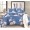 Семейное постельное белье сатин двустороннее синее с крупными цветами